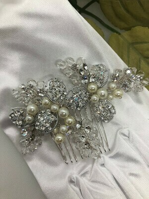 Handmade Crystal Faux Pearl Hair Comb
