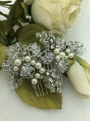 Handmade Crystal Faux Pearl Hair Comb