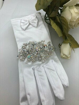 White Pearl Clear/AB Crystal Hair Comb