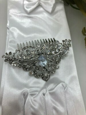AAA Pear CZ Art Deco Hair Comb
