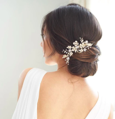 Open Floral Crystal Hair Comb