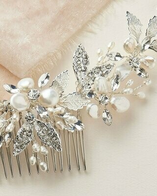 Freshwater Keshi Pearl Crystal Back Comb