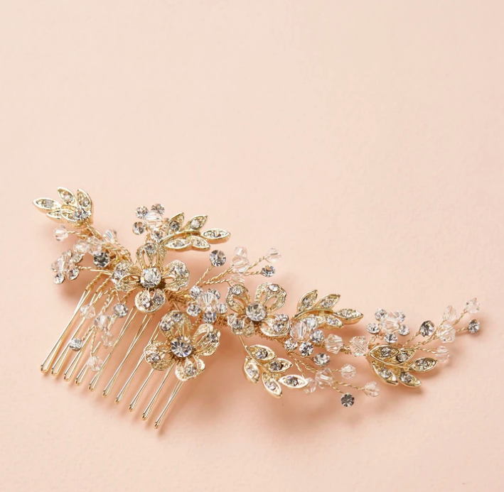 Open Floral Crystal Hair Comb
