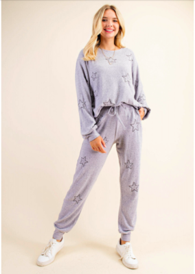Soft Cozy Star Embroidered Lounge Pant