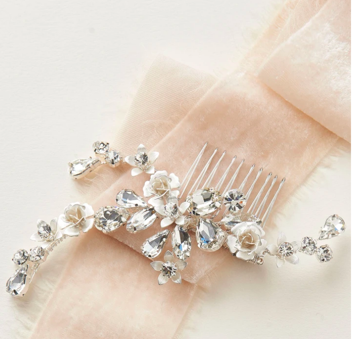 Glistening Floral Branch Hair Comb