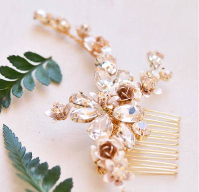 Glistening Floral Branch Hair Comb