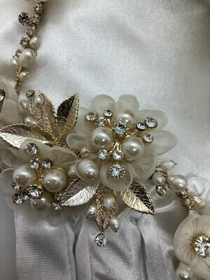 Spectacular Tulle Flower & Crystal Large Hair Clip
