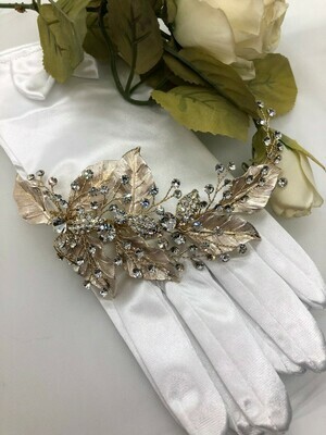 Dramatic Gold Leaf Crystal Hair Clip
