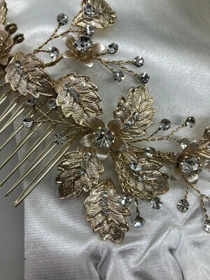 Gorgeous Gold Leaf Floral Hair Comb