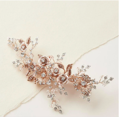 Breathtaking Metal Rose Burst Crystal Hair Clip