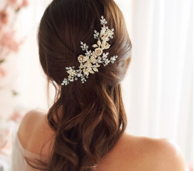 Breathtaking Metal Rose Burst Crystal Hair Clip