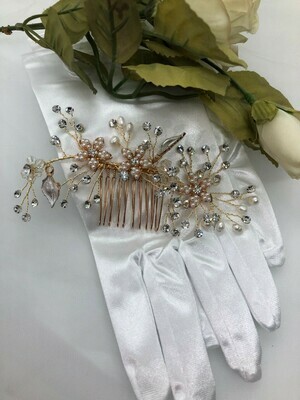 Delicate Gold/Rose Gold Crystal Pearl Spray Hair Comb
