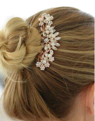 Crystal Pearl Floral Burst Hair Comb