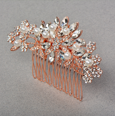 Crystal Pearl Floral Burst Hair Comb