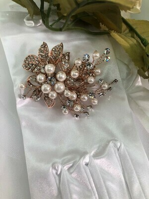 Petite Rose Gold Pearl Crystal Hair Clip