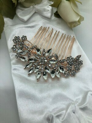 Crystal Marquis Flower Burst Rose Gold Hair Comb
