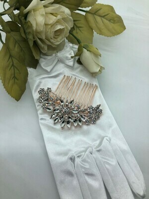 Crystal Marquis Flower Burst Rose Gold Hair Comb