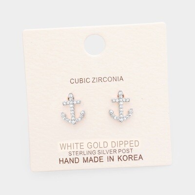 Gold Dipped Anchor Stud Earring