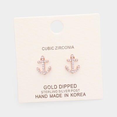 Gold Dipped Anchor Stud Earring