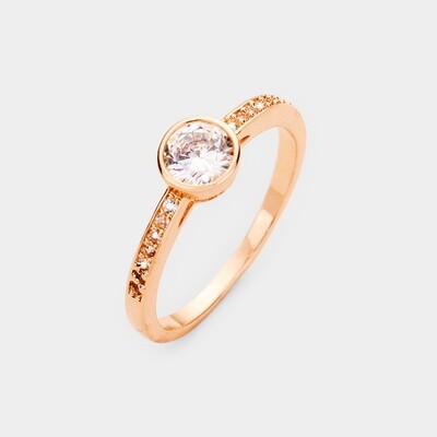 Rose Gold Plated Round CZ Delicate Ring