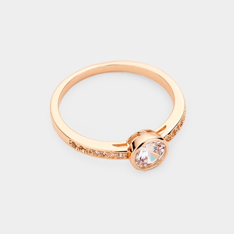 Rose Gold Plated Round CZ Delicate Ring