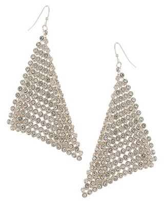 Silver Mesh Crystal Dangle Earring