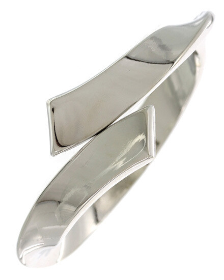 Silver Curve Metal Hinge Bracelet