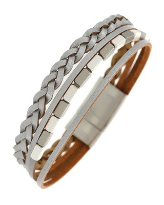 Multi Strand Leatherette Band Magnetic Bracelet