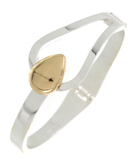 Silver Gold Oval Flap Hinge Bracelet
