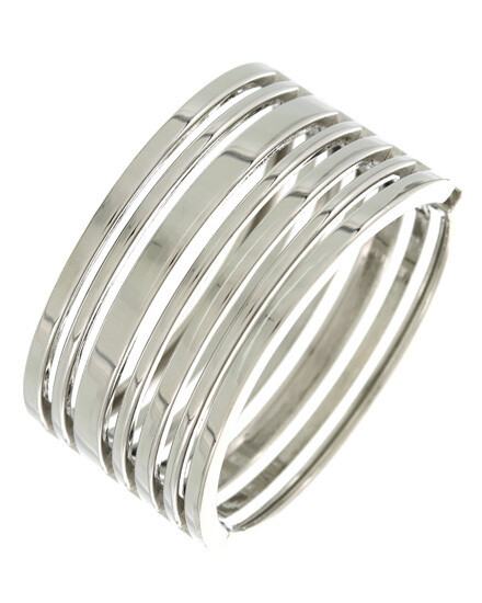 Silver Tone Open Bar Fold Over Bracelet