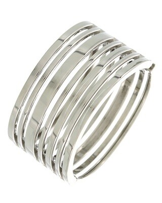 Silver Tone Open Bar Fold Over Bracelet