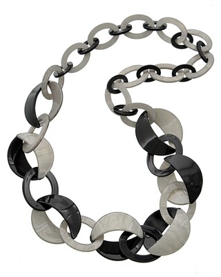 Grey Black Acrylic Long Necklace