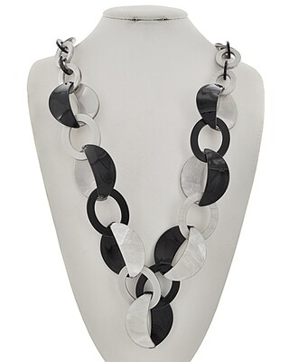Grey Black Acrylic Long Necklace