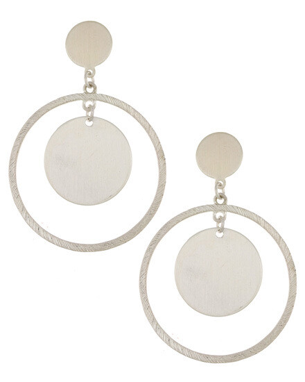 Burnished Silver Ring Drop Earring