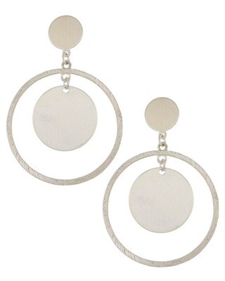 Burnished Silver Ring Drop Earring