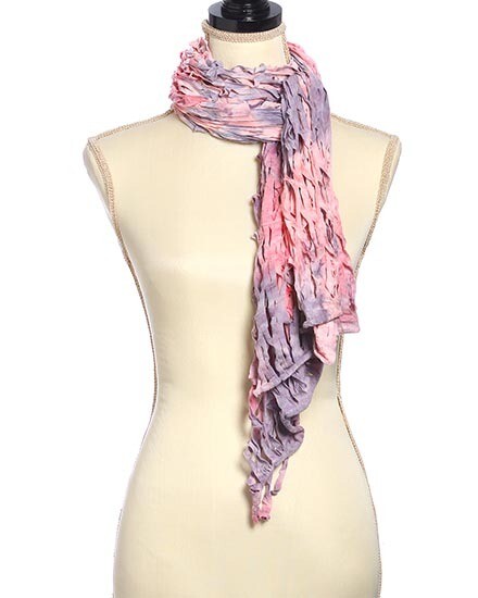  Pink Purple Net Tie Dye Oblong Scarf