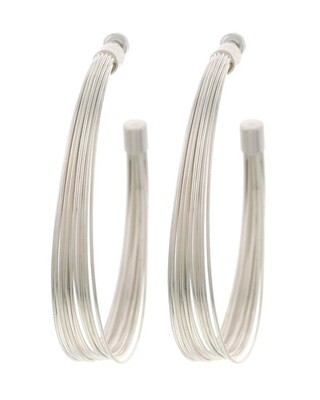 Worn Silver Wire Hoop Earrings