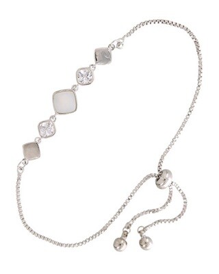 Rhodium Plated Silver Adjustable Charm Bra