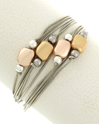 Tri-Tone Multi Strand Magnetic Bracelet