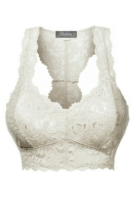 Sexy Floral Lace Racerback Wireless Unpadded Bra