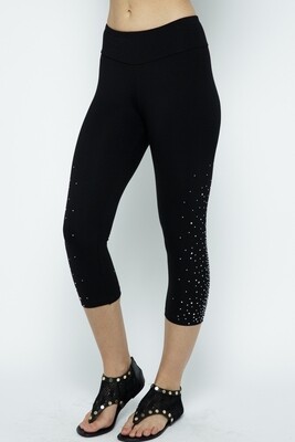 Black Leggings With Silver Stone Accents On Side