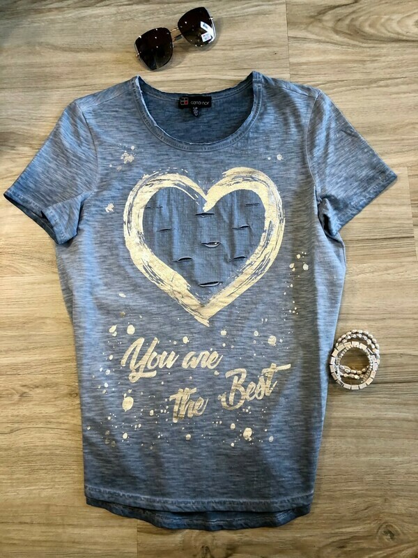 Silver Metallic Graffiti Blue Knit Top