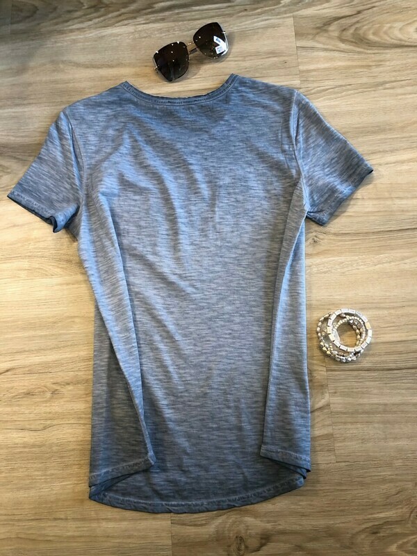 Silver Metallic Graffiti Blue Knit Top