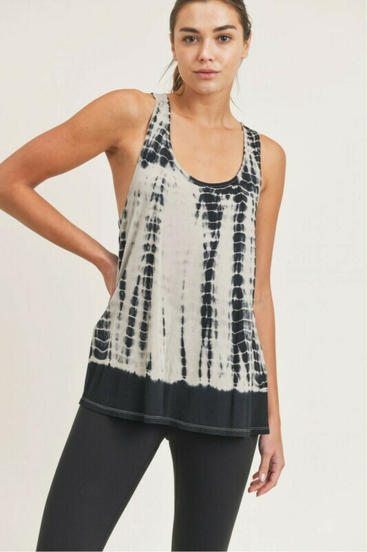 Tiger Tie-Dye Overlay Back Athleisure Top