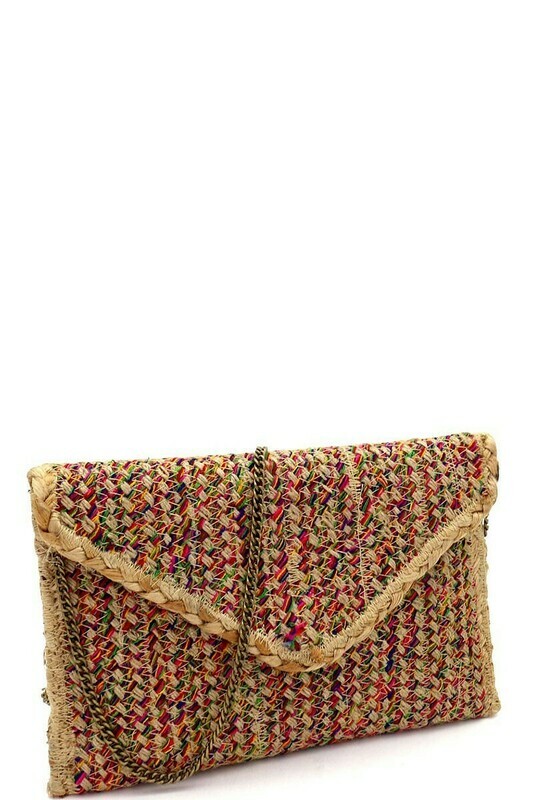 Handmade Heavy Woven Straw Boho Clutch