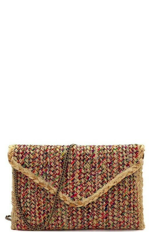 Handmade Heavy Woven Straw Boho Clutch