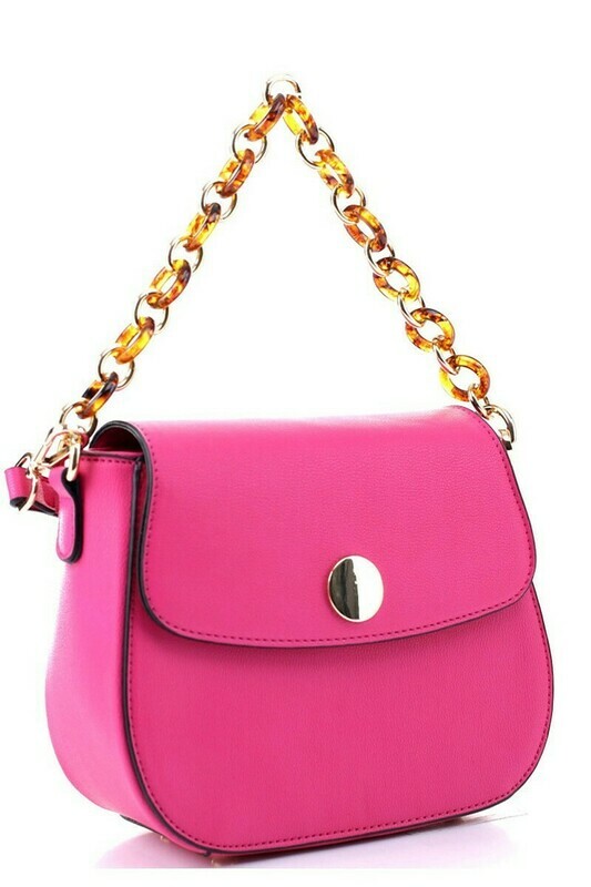  Linked Chain Strap 2-Way Medium Flap Satchel