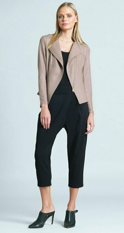 Taupe Liquid Leather Zip Jacket 