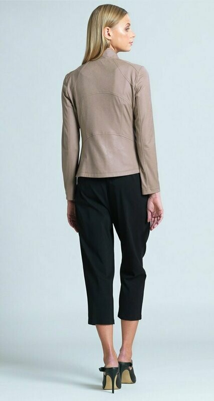Taupe Liquid Leather Zip Jacket