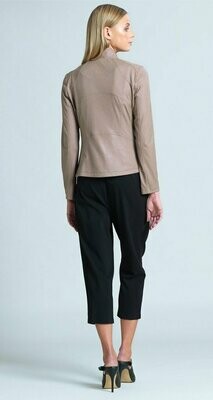 Taupe Liquid Leather Zip Jacket